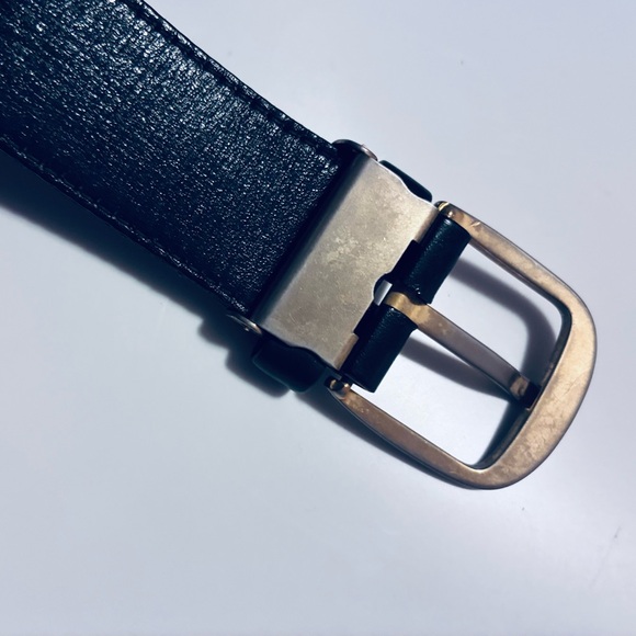 Vintage Dunhill Black Leather Belt 44” Gold Logo Plaque – Excellent Condition - Picture 6 of 9